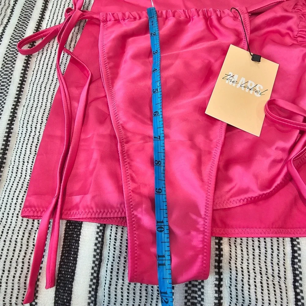 Mars The Label 2pc Hot Pink Mini Skirt Ruched & Drawstring Tie panties
